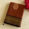 Rust Orange Purple Kanjivaram Silk Saree Gold Zari Border Pallu