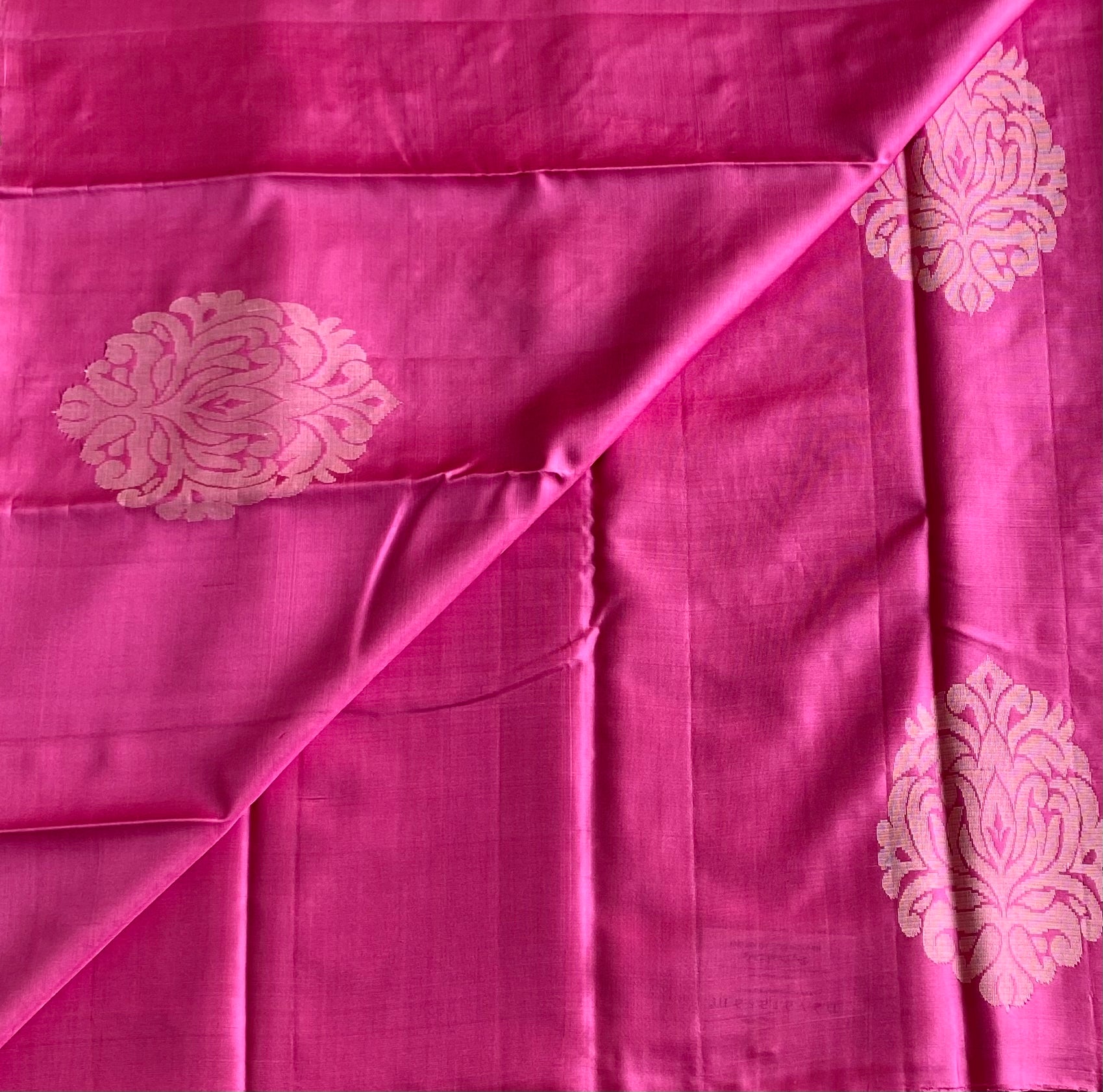 Magenta Silk Saree Teal Pallu Silver Brocade Wedding Festive