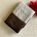 Pearl Ivory Banarasi Soft Crepe Silk With Stunner Black Pallu