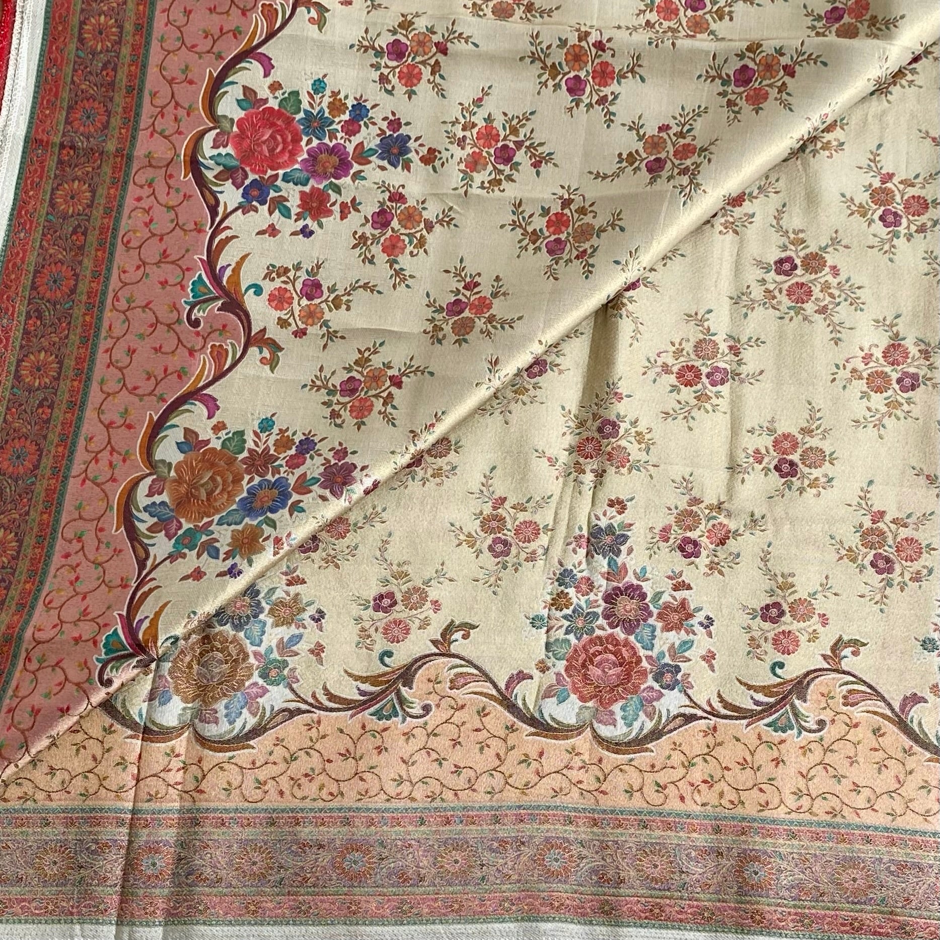 Ivory Beige Soft Premium tissue Silk Saree With Designer Meenakari Weave