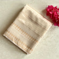 Blush Beige Traditional Saree With Diamond Pallu And Leaf Border