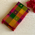 Multi checkered Handwoven Designer Pure Zari Kanjeevaram