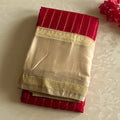 Elegant Champagne Gold Silk Saree with Deep Magenta Zari Pallu