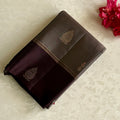 Metallic Grey with Aubergine Designer Pure Silk With Gold Zari