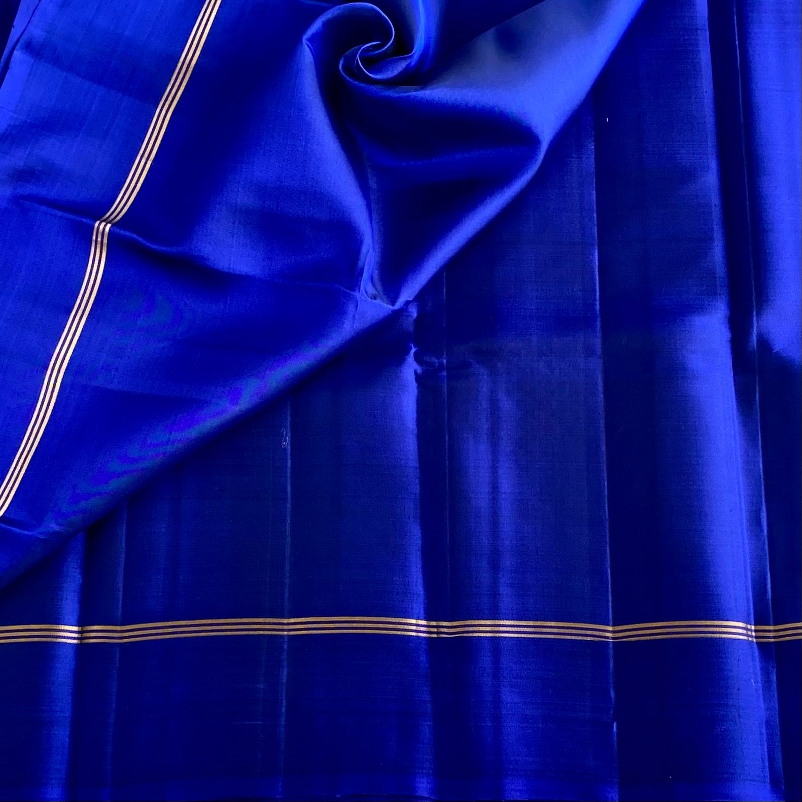 Royal Blue Designer Pure Silk With Kollam Zari Weave