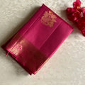 Designer Pure Silk Rani Pink Saree With Antique Gold Pallu And Border