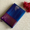 Festive Dual Shaded Blue Designer Pure Silk Saree With Royal Purple Pallu