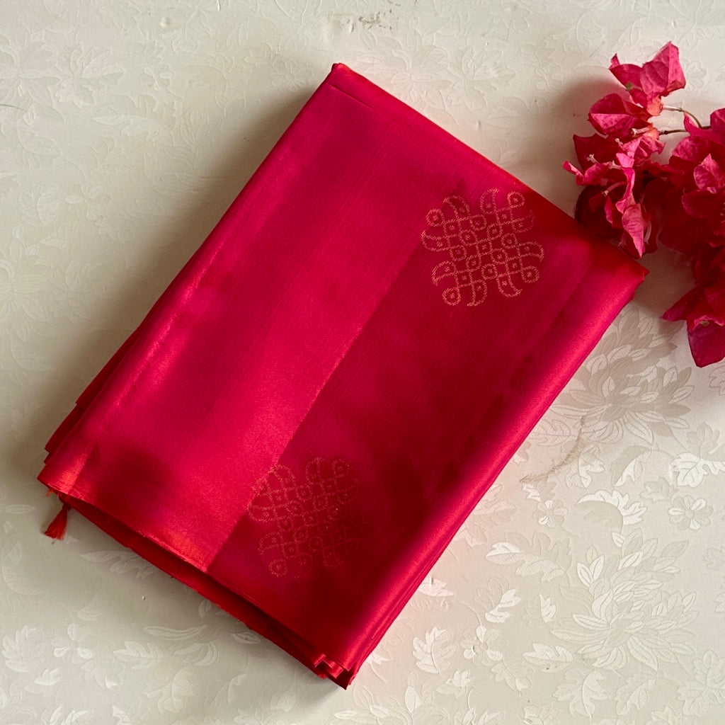 Rani Pink Designer Pure Silk Saree With Gold Zari Buti