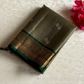 Sage Green Designer Pure Silk Saree With Emerald Green Pallu