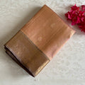 Rarest Peach Copper Designer Pure Silk Saree With Antique Bronze Pallu