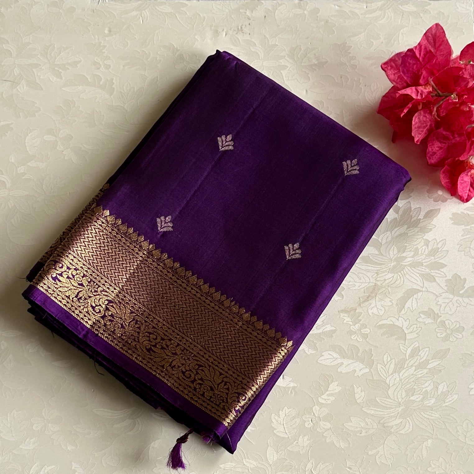 Royal Purple Silk Saree Gold Zari Brocade Traditional Wedding Saree