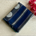 Ombre Sea blue with royal blue  soft satin crepe with zari woven work