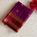 Grape Magenta Designer Pure Silk Saree With Maroon Pallu And Zari