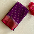 Traditional Purple Magenta Saree Gold Brocade Contrast Border Festive Wear