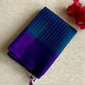 Turquoise Zari Stripes Designer Pure Silk with Cadbury Purple Pallu