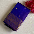 Royal Indigo Purple Kanjeevaram Pure Zari Silk Saree With Antique Gold Jaal