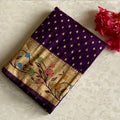 Royal Purple Soft Crepe Silk Saree With Antique Gold Pallu