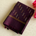 Plum Silk Zari Brocade Saree Floral Pallu And Gold Border