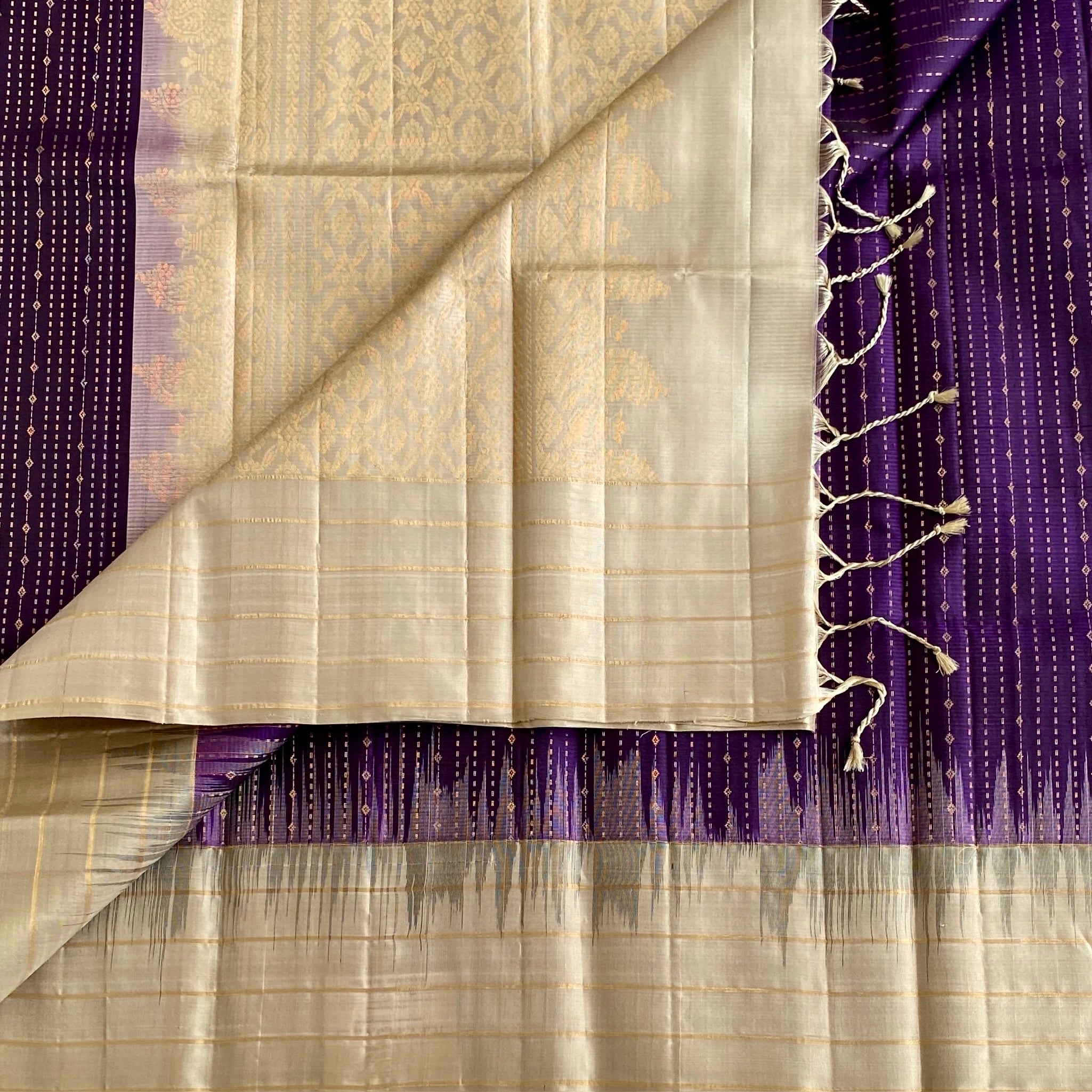 Cadbury Purple Twilight Zari Woven Pure Silk With Champagne Gold