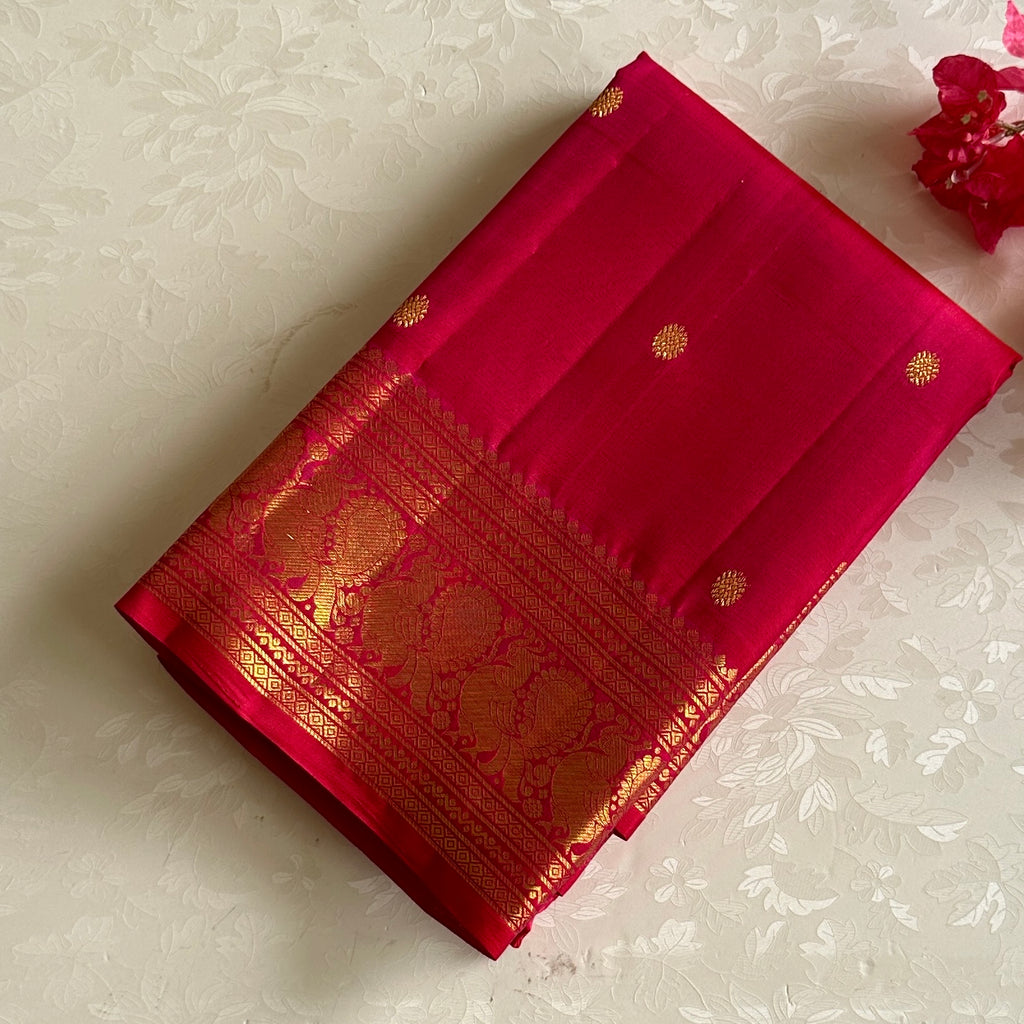 Perfect Red Kanjeevaram Pure Zari Silk Saree With Designer Peacock Borders