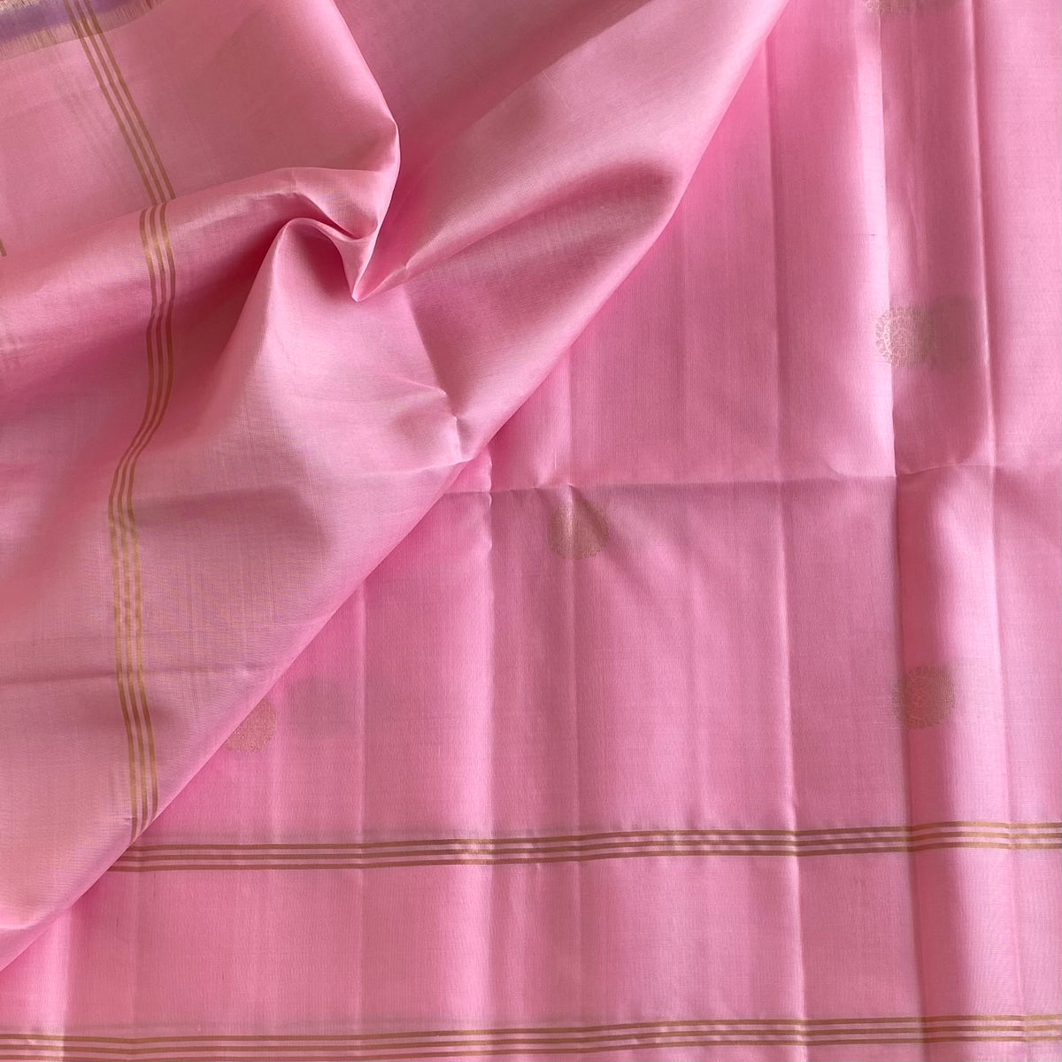 Pastel Rose Designer Pure Silk Saree With Antique Gold Zari Pallu
