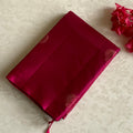 Deep Rani Pink Designer Pure Silk Saree With Antique Gold Buttas
