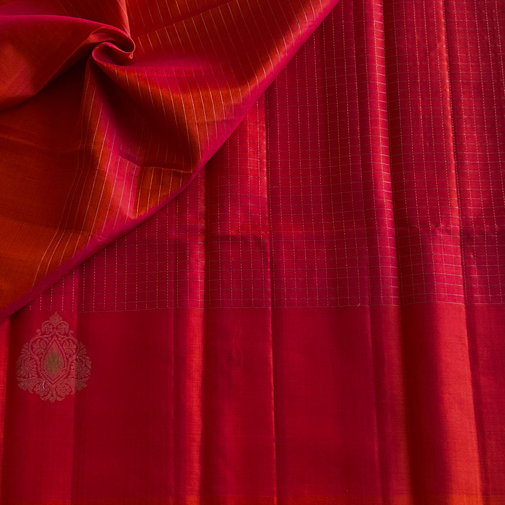 Magenta Zari Paisley Silk Saree With Floral Border And Tassels