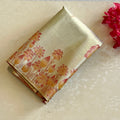 Pale Gold Banarasi Brocade Saree with Dusty Rose Floral Border