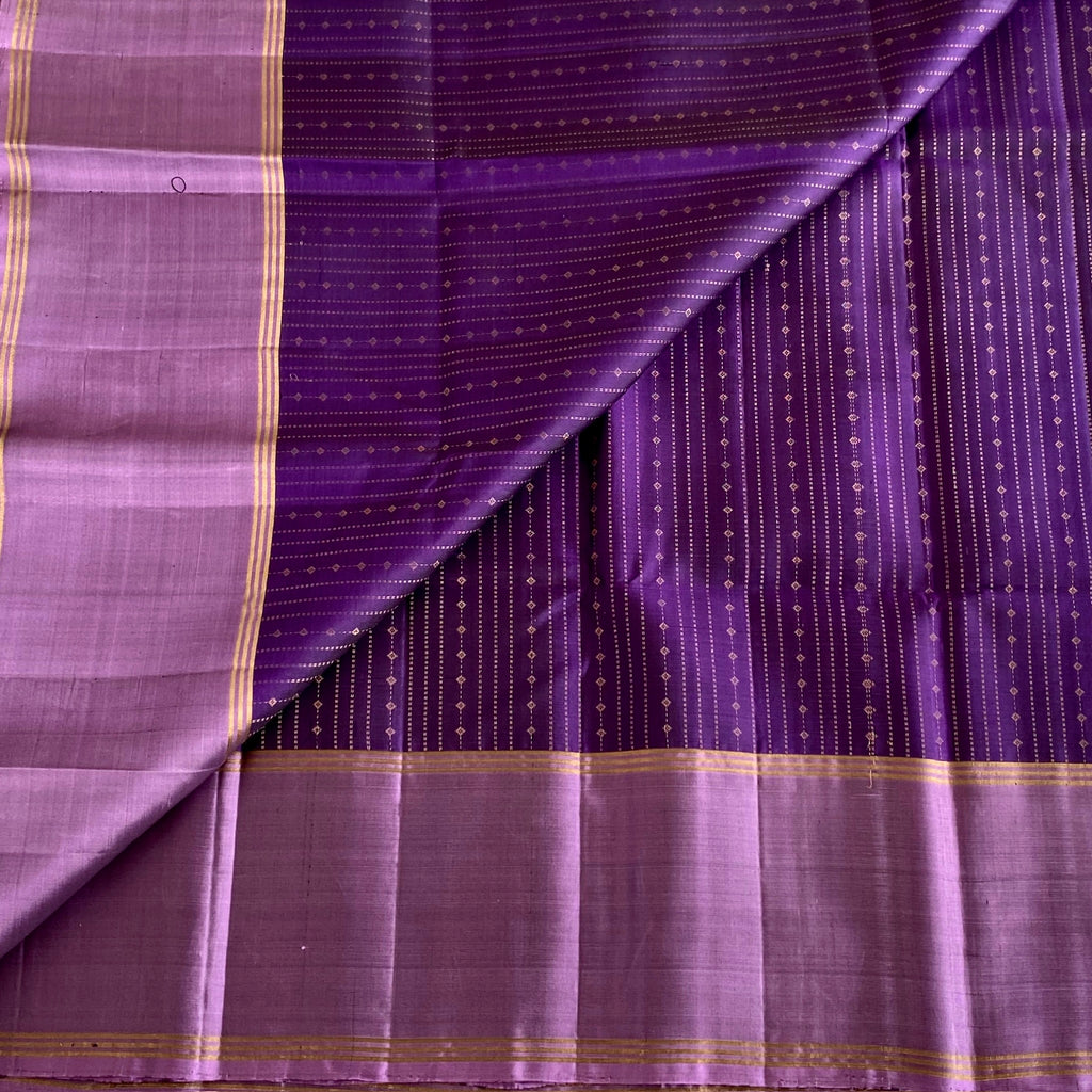 Cadbury Purple Designer Pure Silk Saree With Metallic Lavender Pallu