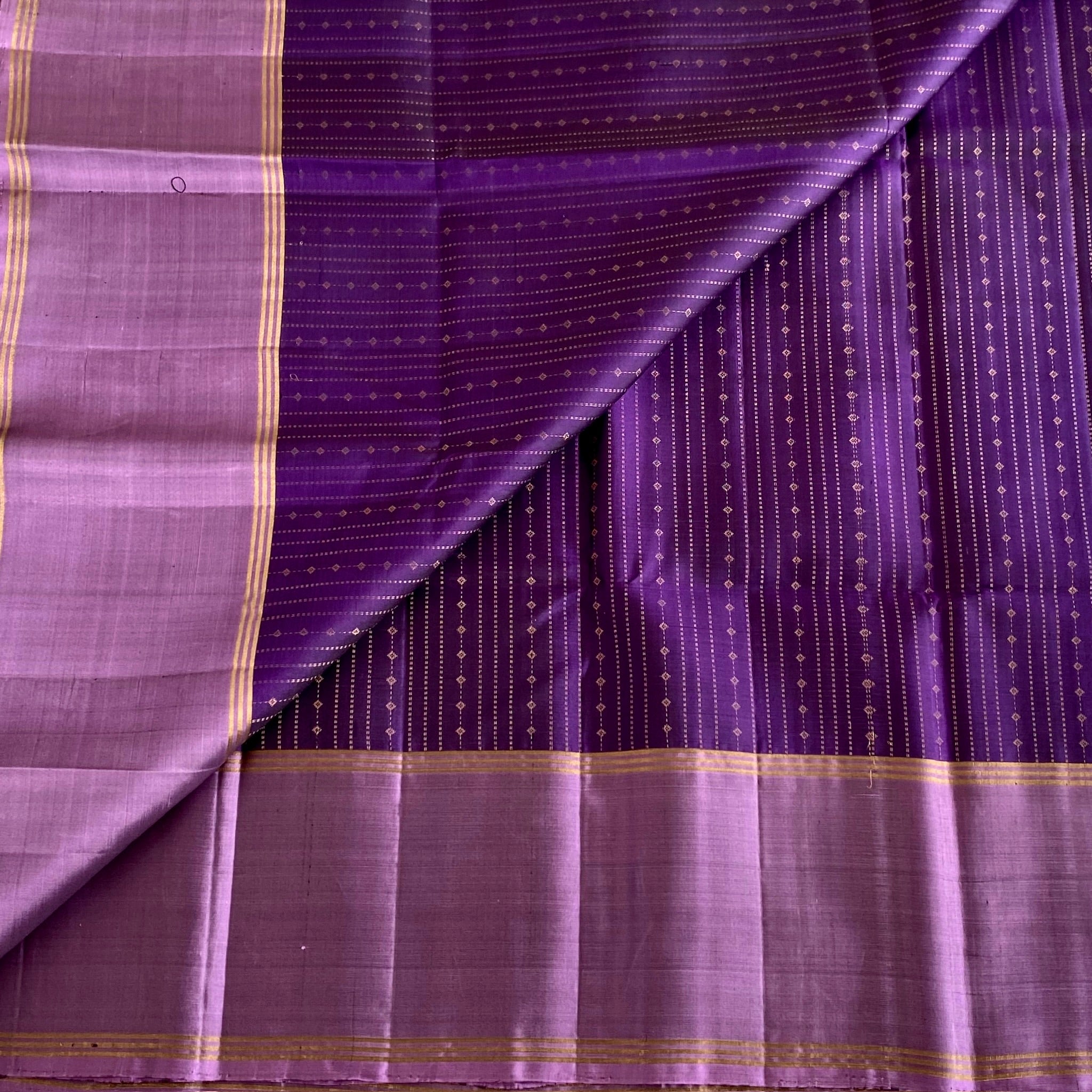 Cadbury Purple Designer Pure Silk Saree With Metallic Lavender Pallu