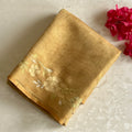 Mustard Gold Floral Embroidered Saree with Tassel Border Elegant Lightweight