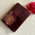Deep Maroon Designer Pure Silk Saree With Antique Gold Pallu