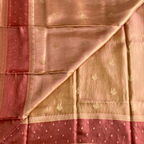 Antique Gold Soft Crepe Silk Saree With Dusty Rose Pallu