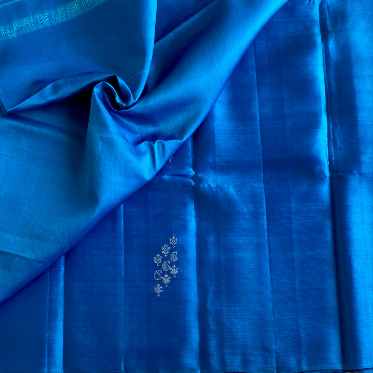 Metallic Blue Designer Pure Silk Saree With Antique Zari  Pallu