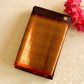 Deep Coffee Brown Luxurious Kanjeevaram Pure Silk with Rust orange borders