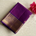Deep Magenta Silk Saree with Gold Brocade Floral Pallu Border