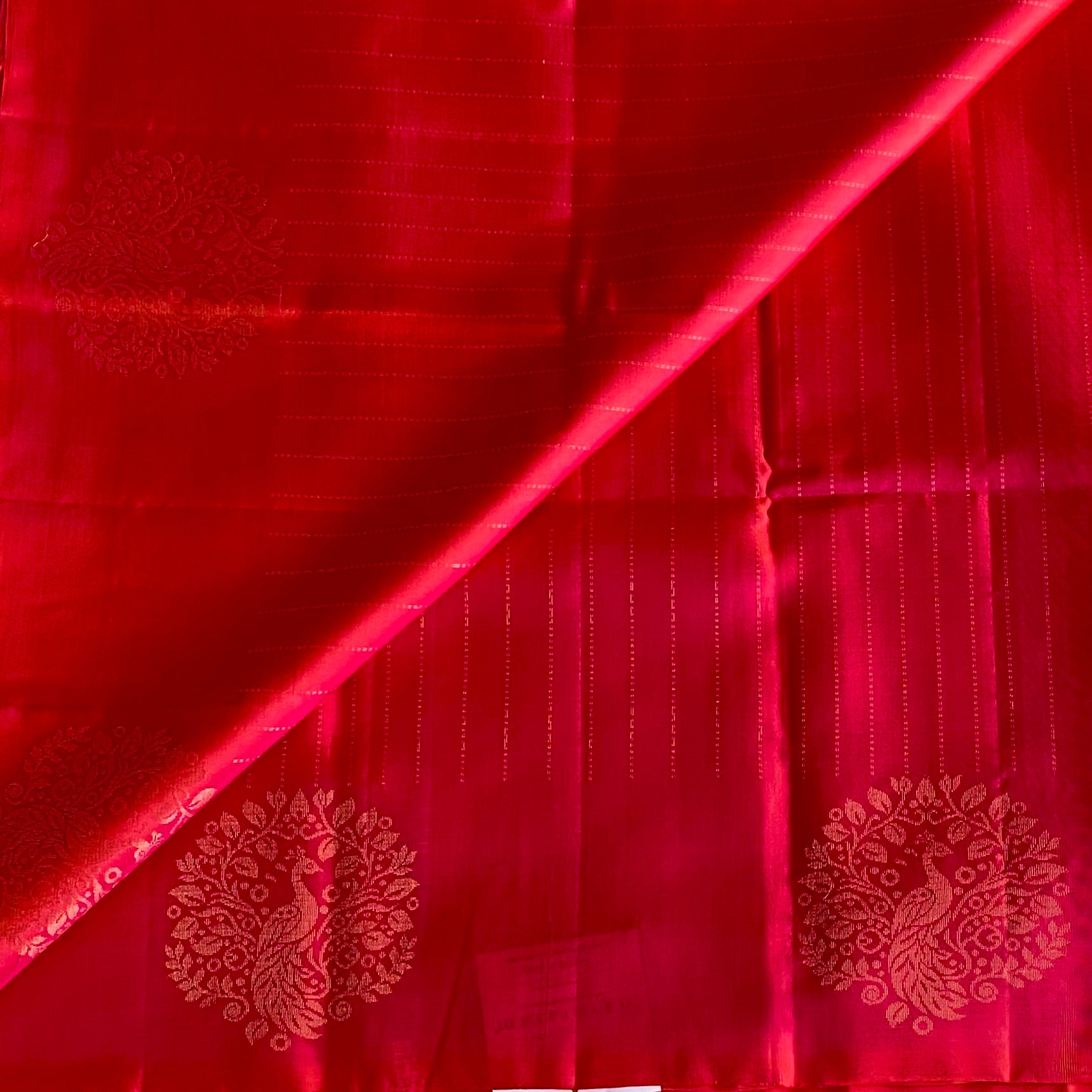 Rani Pink And Tangerine Orange Designer Pure Silk Saree With Gold Zari