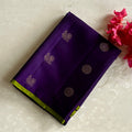 Royal Purple Designer Pure Silk Saree With Lime Green Pallu