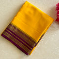 Mustard Yellow Saree with Plum Gold Zari Border Traditional Wear