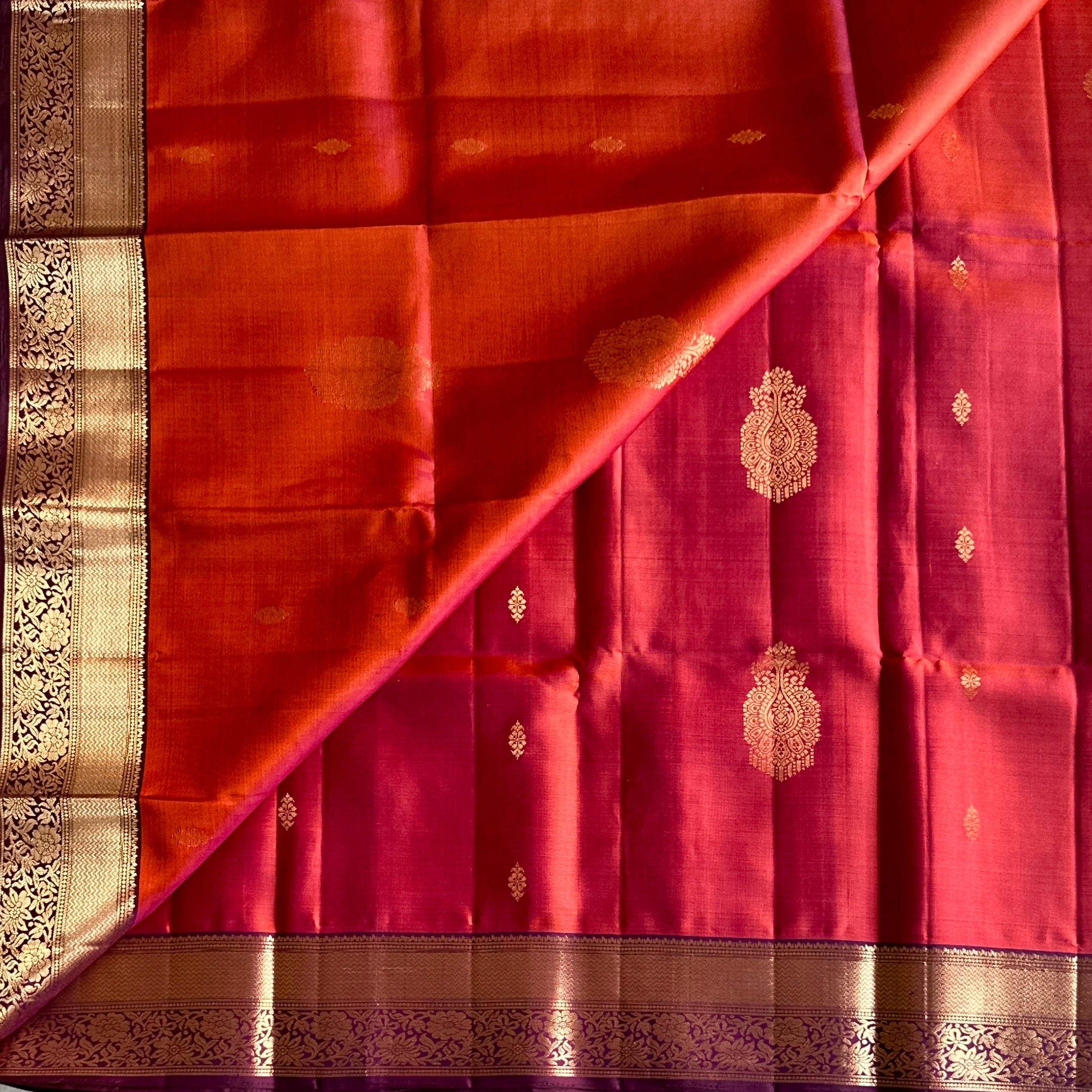 Magenta Silk Saree Royal Purple Pallu Gold Zari Work