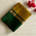 Rich Golden Mustard Designer Pure Silk With Bottle Green Borders
