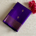 Violet Purple Designer Pure Silk Saree With Metallic Gold Zari Border