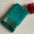 Metallic Sea Green Designer Pure Silk Saree With Gold Brocade Butta