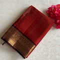 Rust Orange Designer Pure Silk Saree With Deep Plum Pallu