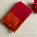 Deep Rani Soft Mixed Silk With Sunset Orange Pallu