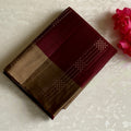 Antique Gold Designer Pure Silk Saree With Deep Maroon Pallu