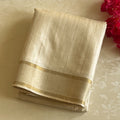 Elegant Ivory Silk Embroidered Saree With Gold Border Traditional Wear