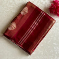 Deep Maroon Designer Soft Crepe Silk Saree With Antique Gold Pallu
