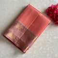 Coral Pink Designer Pure Silk Saree With Blush Pink Pallu