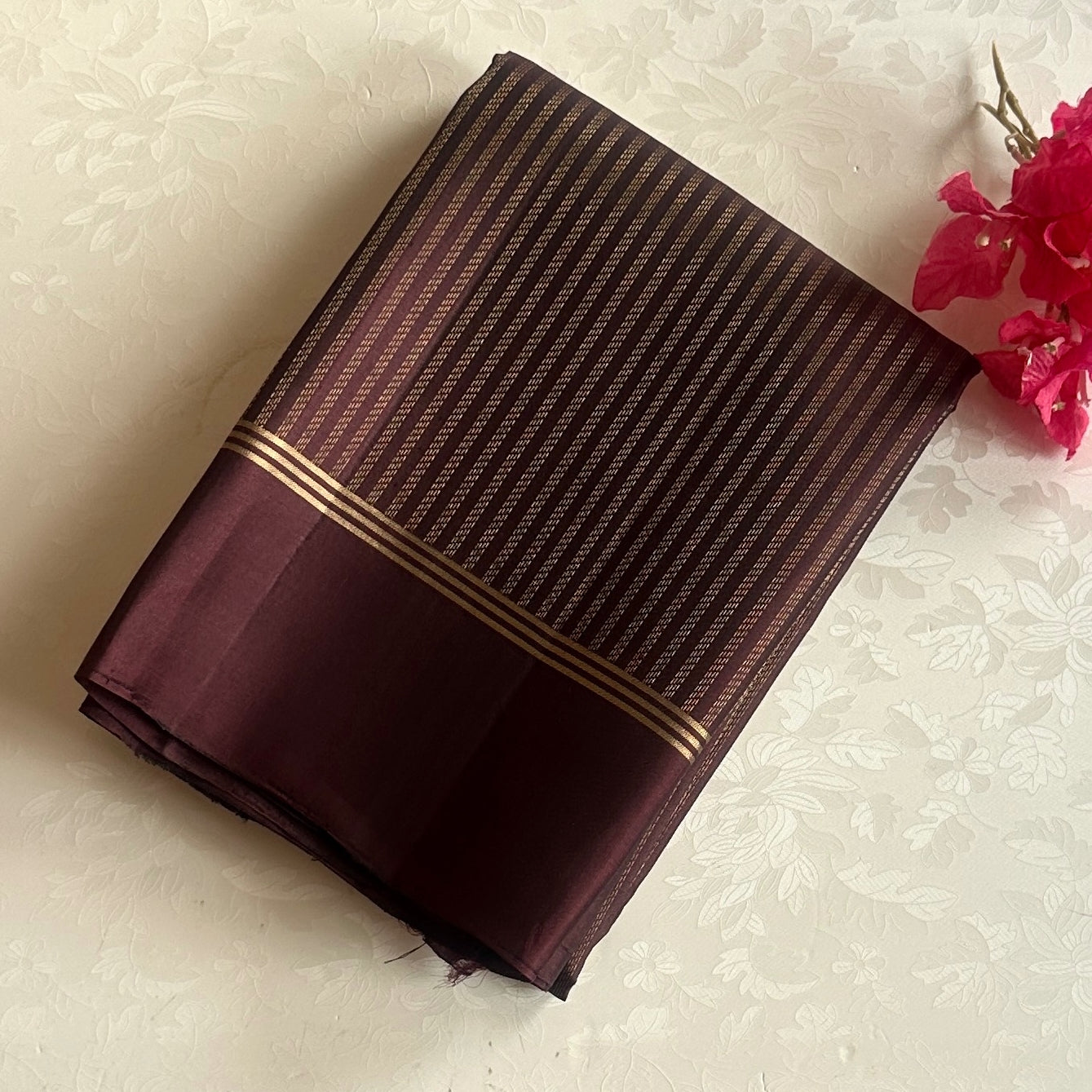 Plum Silk Saree With Gold Zari Paisley Border And Pallu